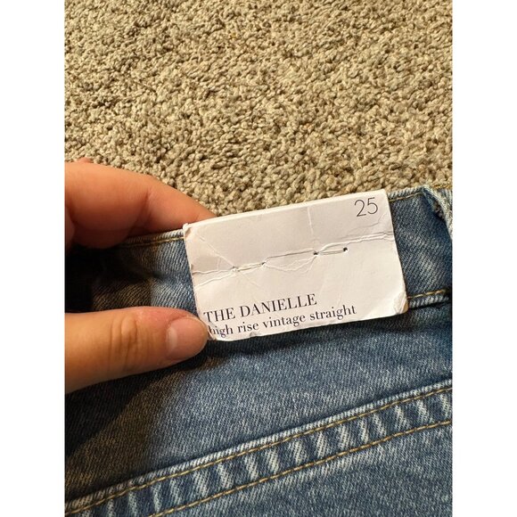 NEW WEWOREWHAT Denim the Danielle High-Rise Vintage Straight Jeans Distressed 25 - Picture 14 of 14